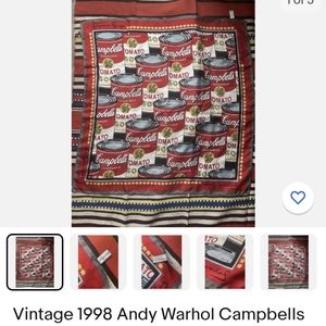 Original bright Andy Warhol Campbell soup silk scarf